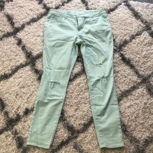 Mint distressed jeans